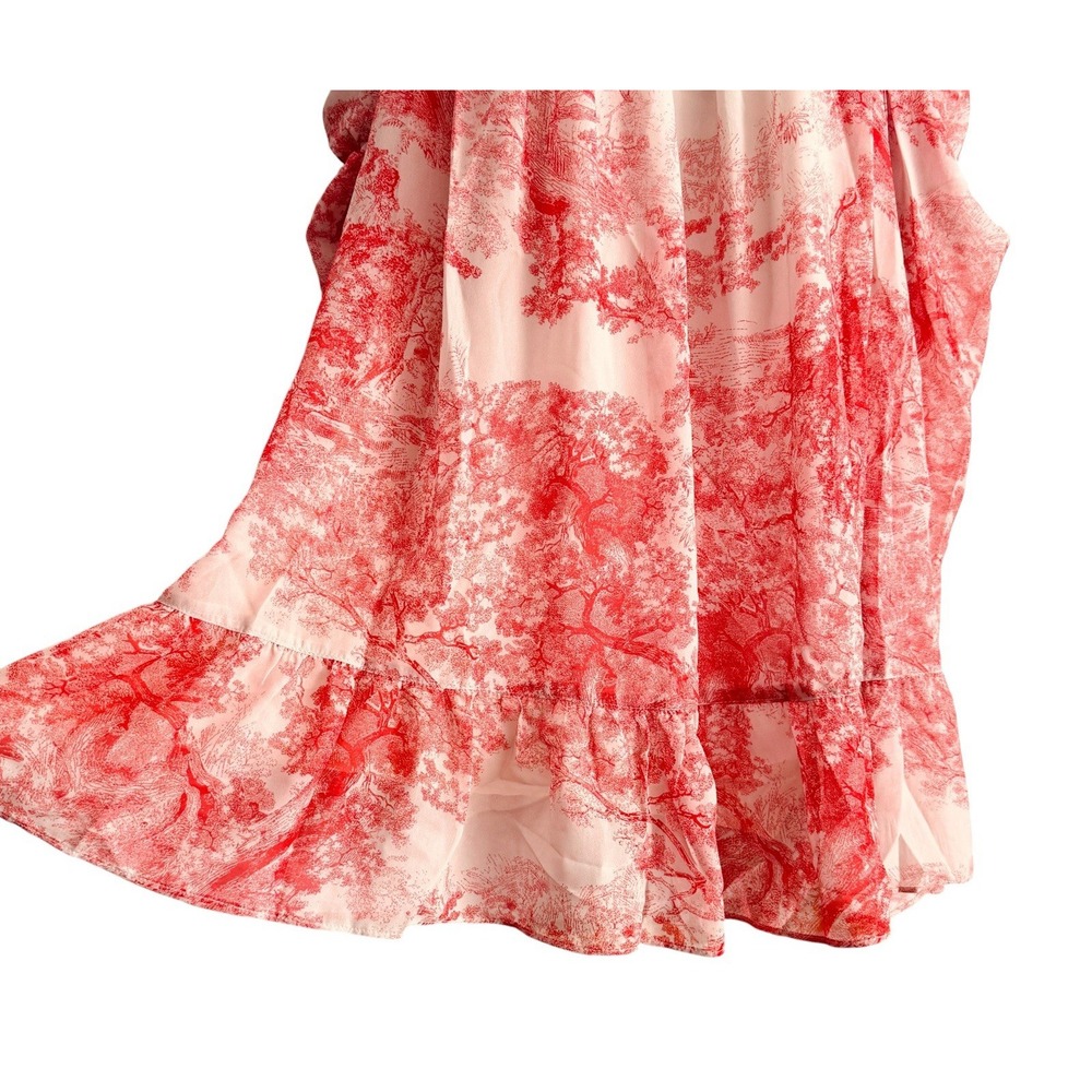 In The Style Babydoll Mini Dress 10 Pink Beige Toile High Neck Puff Sleeve Mock - Picture 8 of 14